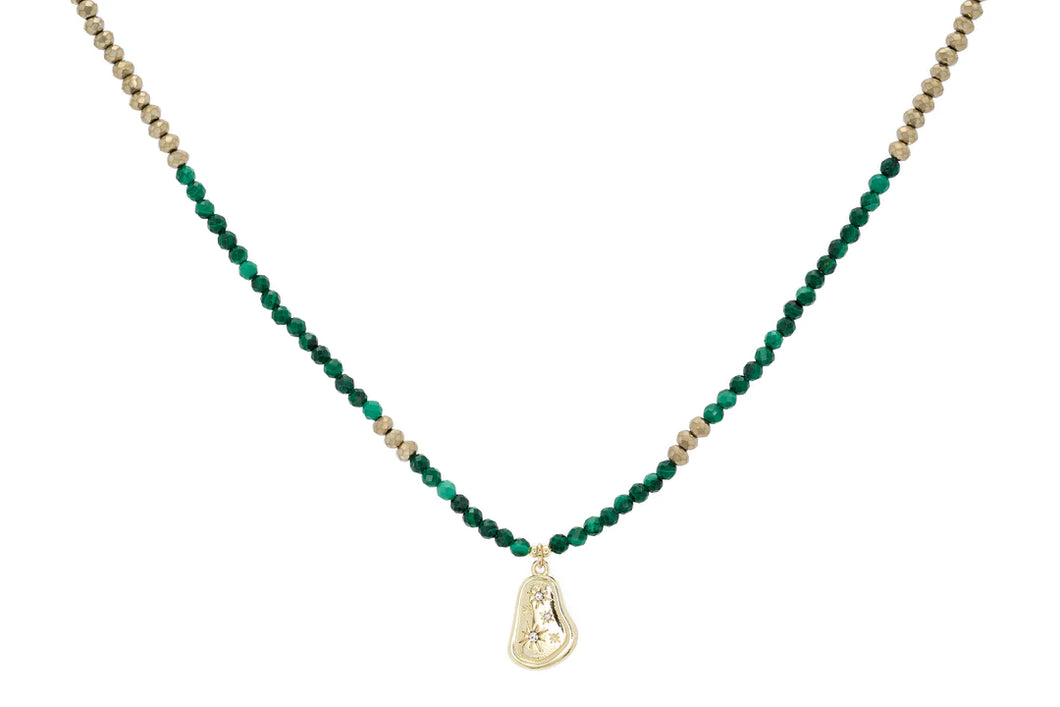 Umino Malachite Charm Gold Necklace