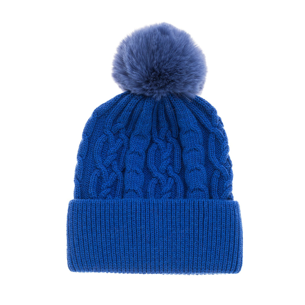 Royal Blue Knitted Bobble Hat