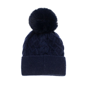 Navy Blue Knitted Bobble Hat