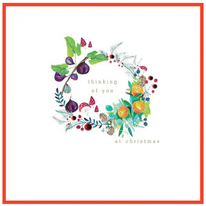 Christmas Card - Thinking of you at Christmas Wreath