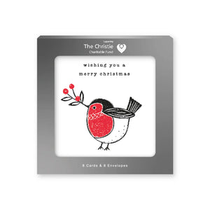 Pack of 8 Charity Christmas Cards - Robin