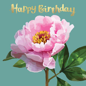 Happy Birthday 1 Pink Peonie Card