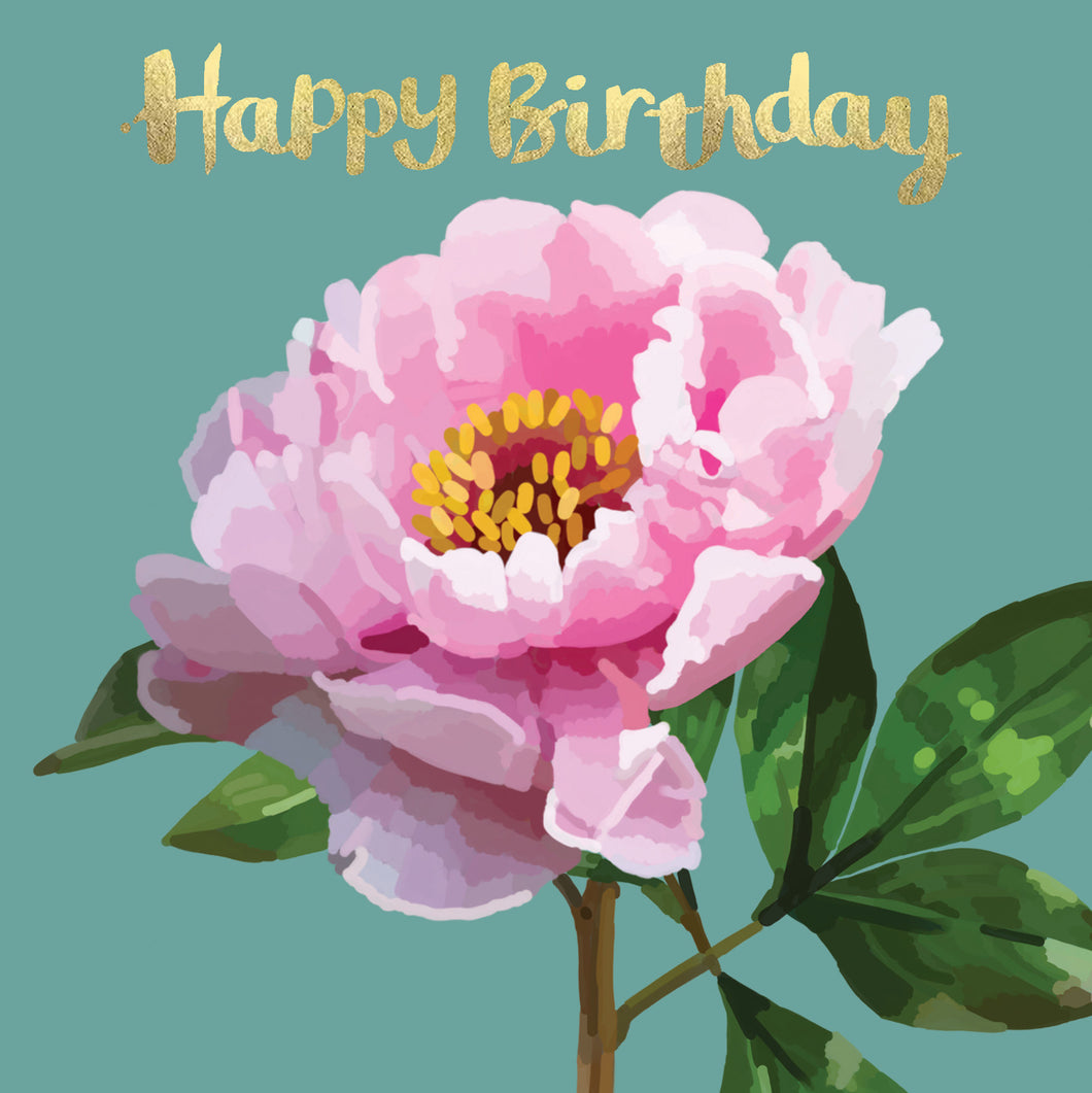 Happy Birthday 1 Pink Peonie Card