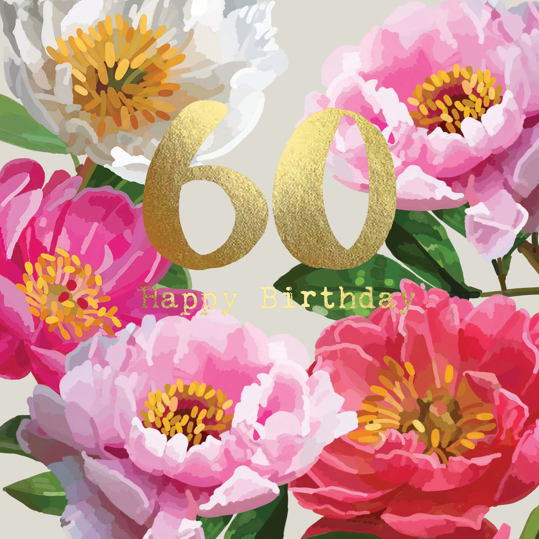 60th Happy Birthday Peonies Card