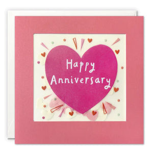 Pink Anniversary Heart Paper Shakies Card