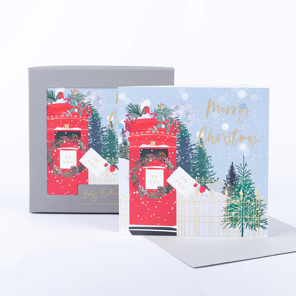 Box of 8 Luxury Christmas cards - Festive Postbox