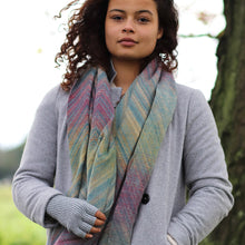 Load image into Gallery viewer, Purple And Green Ombre Chevron Weave Scarf
