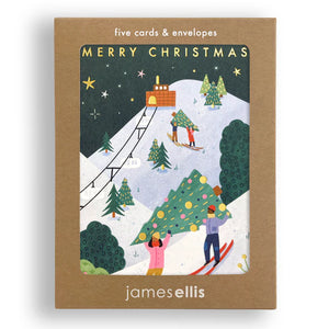 Christmas Card Pack of 5 - Skiing