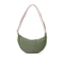 Load image into Gallery viewer, Farringdon Half Moon Bag in Olive Taslon
