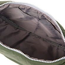 Load image into Gallery viewer, Farringdon Half Moon Bag in Olive Taslon
