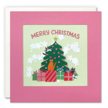 Load image into Gallery viewer, Cats &amp; Tree Paper Shakies Christmas Card
