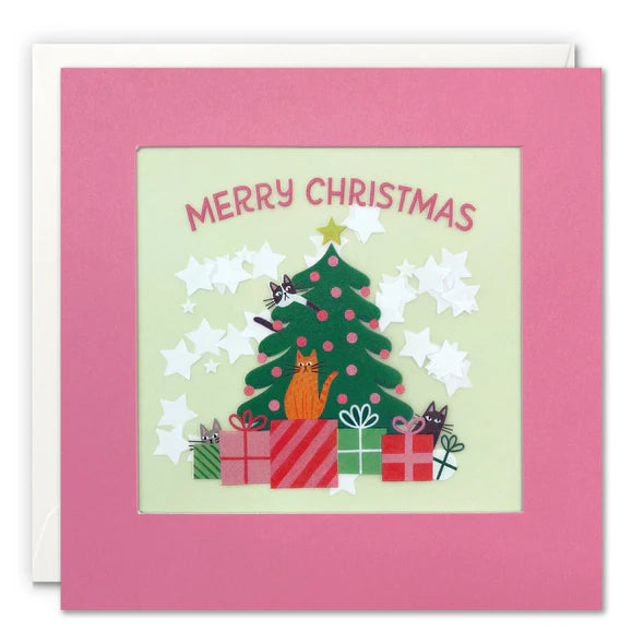 Cats & Tree Paper Shakies Christmas Card