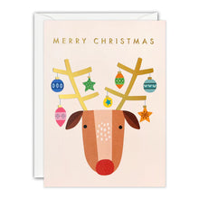 Load image into Gallery viewer, Christmas Card Pack of 5 - Reindeer with Baubles
