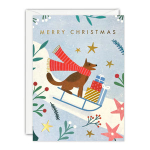 Christmas Card Pack of 5 - Sledging Dog