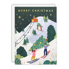 Load image into Gallery viewer, Christmas Card Pack of 5 - Skiing
