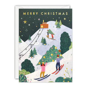 Christmas Card Pack of 5 - Skiing