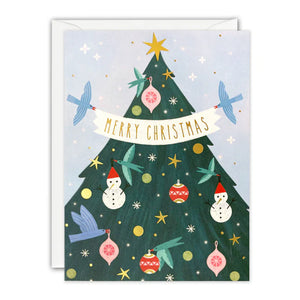 Christmas Card Pack of 5 - Tree with Birds