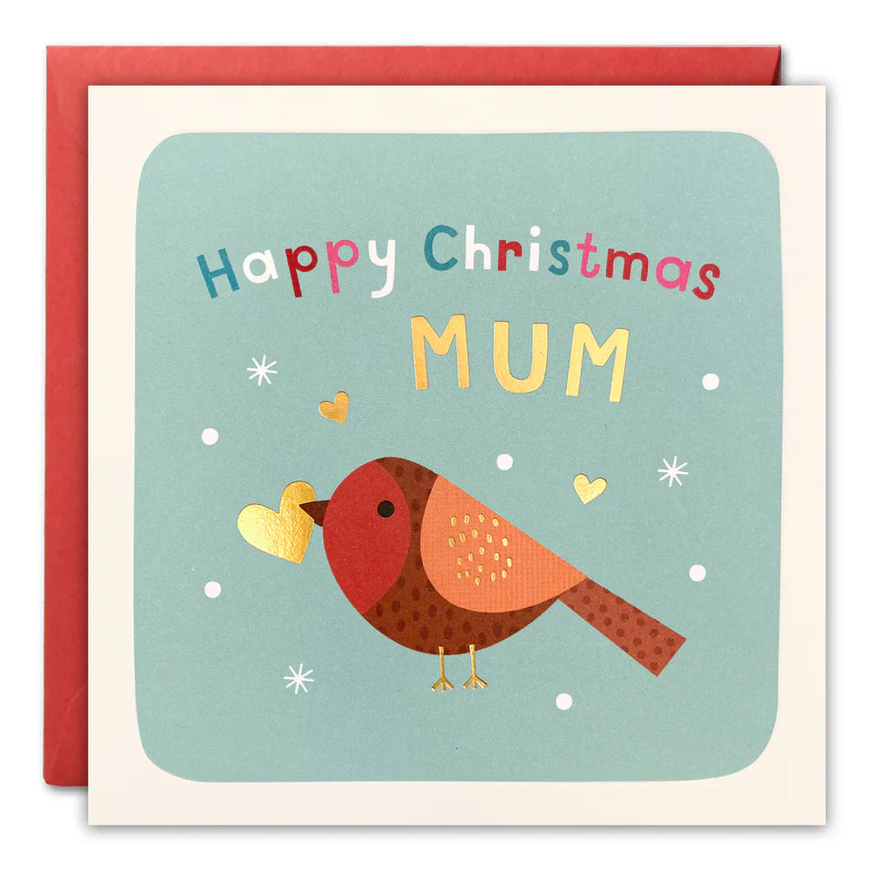 Mum Robin Christmas Square Peg Card