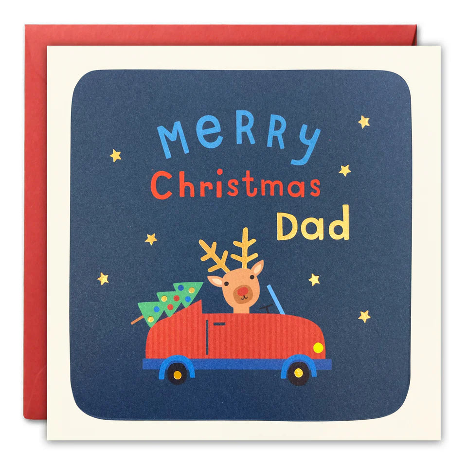 Dad Reindeer Christmas Square Peg Card