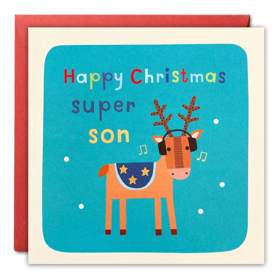 Son Reindeer Christmas Square Peg Card