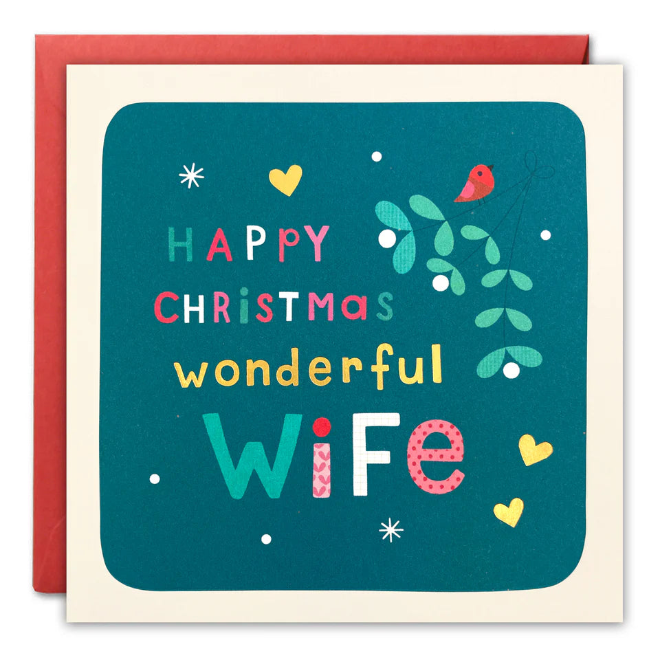 Wife Mistletoe Christmas Square Peg Card