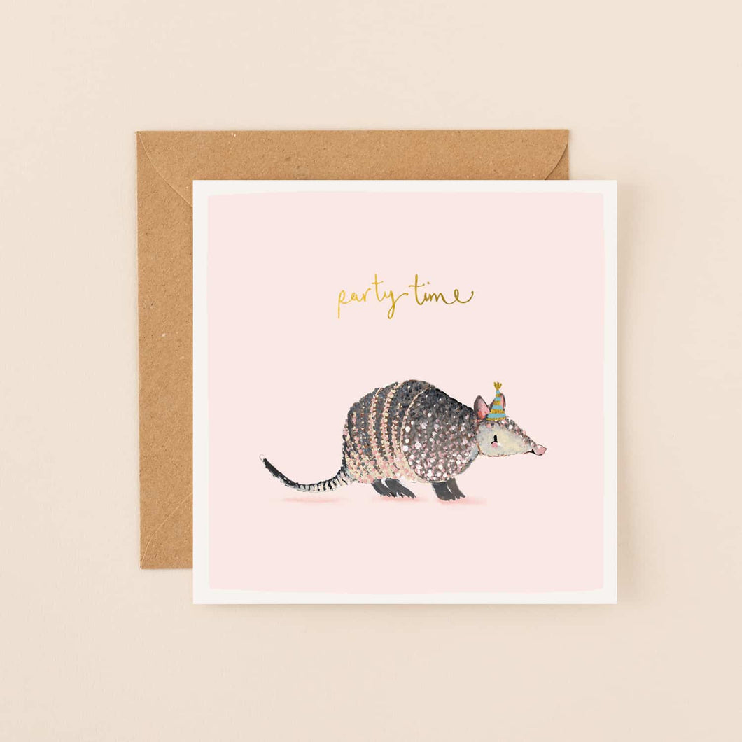 Party Time Armadillo Birthday card