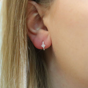 Sterling silver crystal star huggie earrings