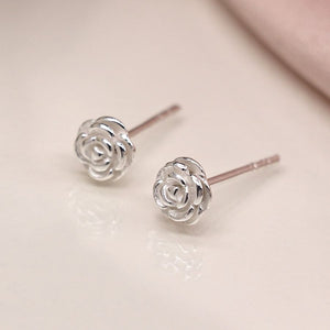 Sterling silver rose earrings