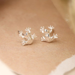 Tree frog sterling silver earrings