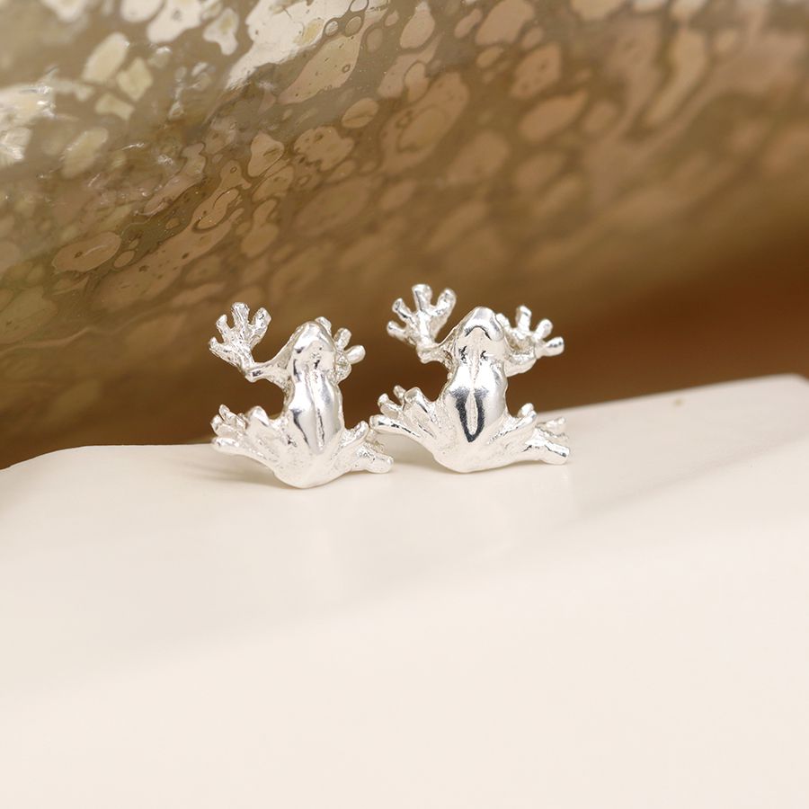 Tree frog sterling silver earrings