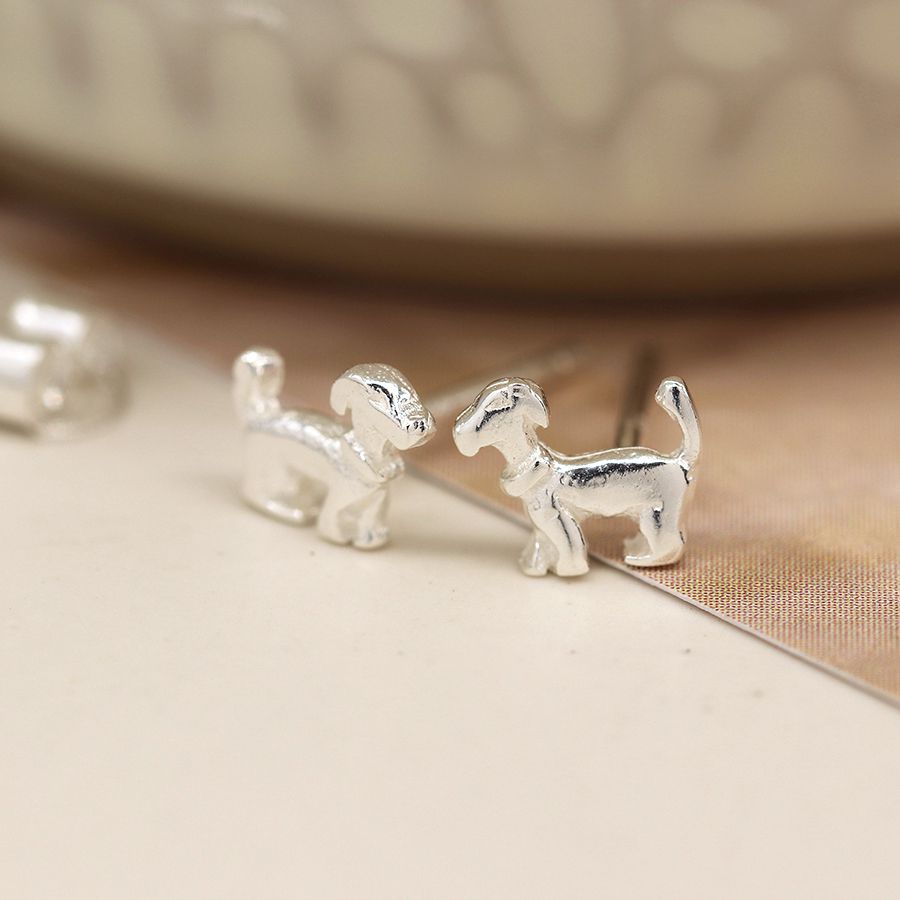 Sterling silver daschund earrings