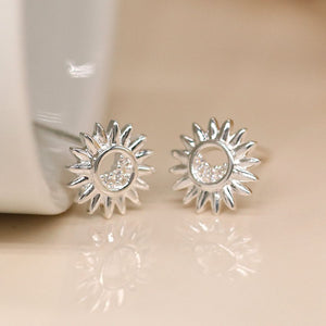 Sterling silver star flower stud earrings