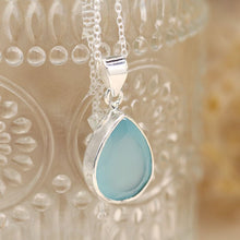 Load image into Gallery viewer, Sterling silver chalcedony teardrop necklace
