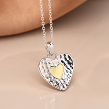 Load image into Gallery viewer, Sterling silver hammered heart necklace
