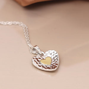 Sterling silver hammered heart necklace