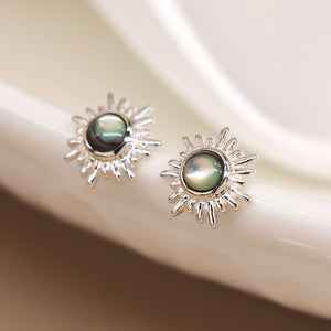 Opalescent sunburst sterling silver earrings