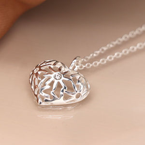 Sterling silver jali heart necklace