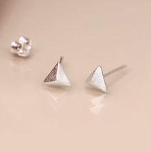 Load image into Gallery viewer, Sterling silver 3D triangle stud earrings
