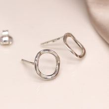 Load image into Gallery viewer, Sterling Silver Tiny Hoop Stud Earrings
