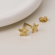 Load image into Gallery viewer, Sterling Silver Gold Plated Textured Star Stud Earrings
