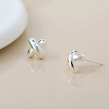 Load image into Gallery viewer, Silver Rounded Kiss Stud Earrings
