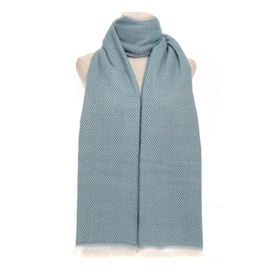 Teal Chevron Patterned Medium Weight Scarf