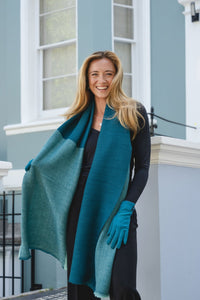 Aqua & Peacock Textured Medium Weight Scarf