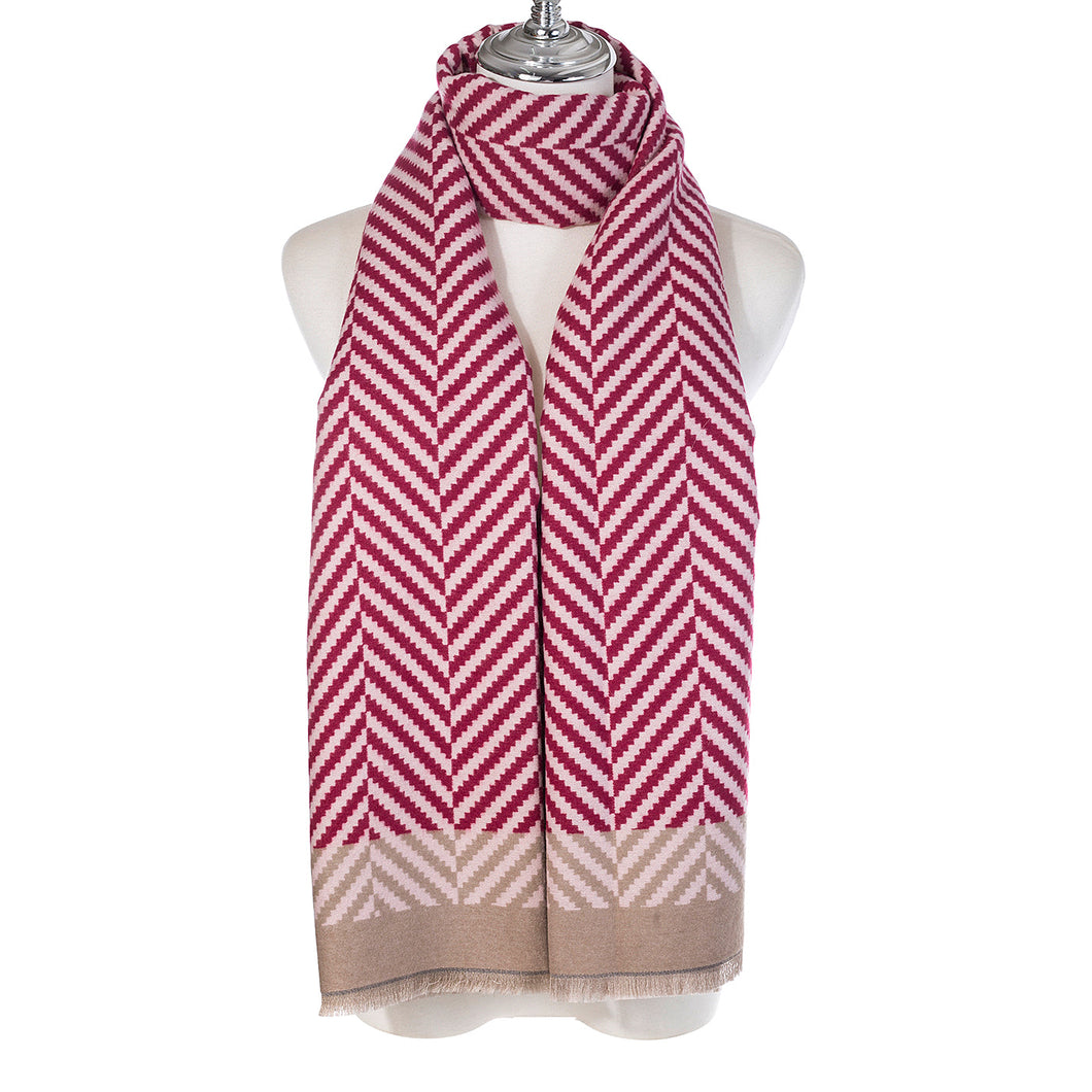 Cherry/Fuchsia Chevron Patterned Medium Weight Scarf
