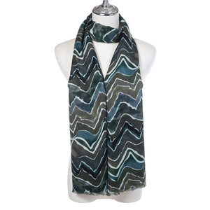 Teal & Olive Wavy Lightweight Scarf