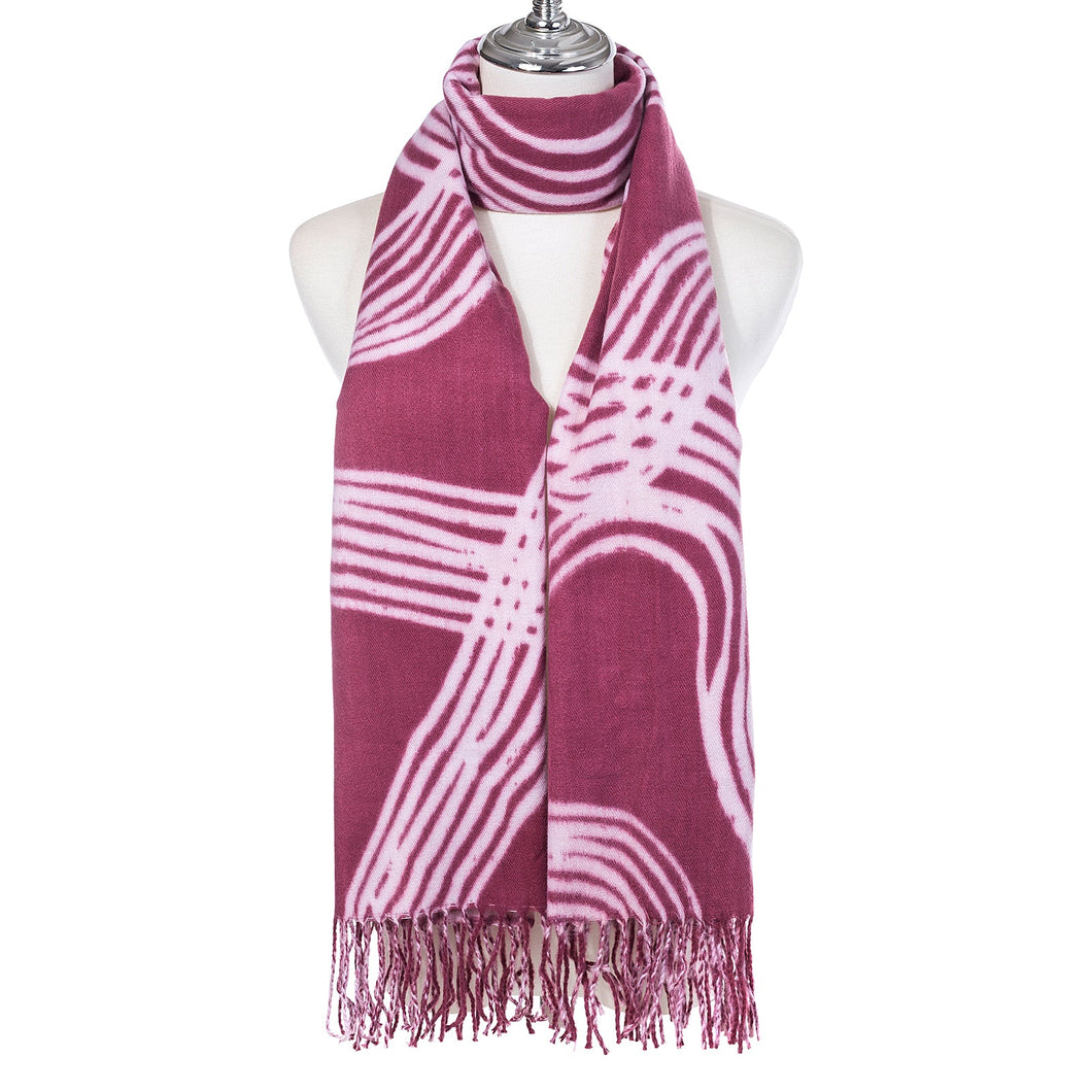 Wild Orchid Pink & White Patterned Medium Weight Scarf
