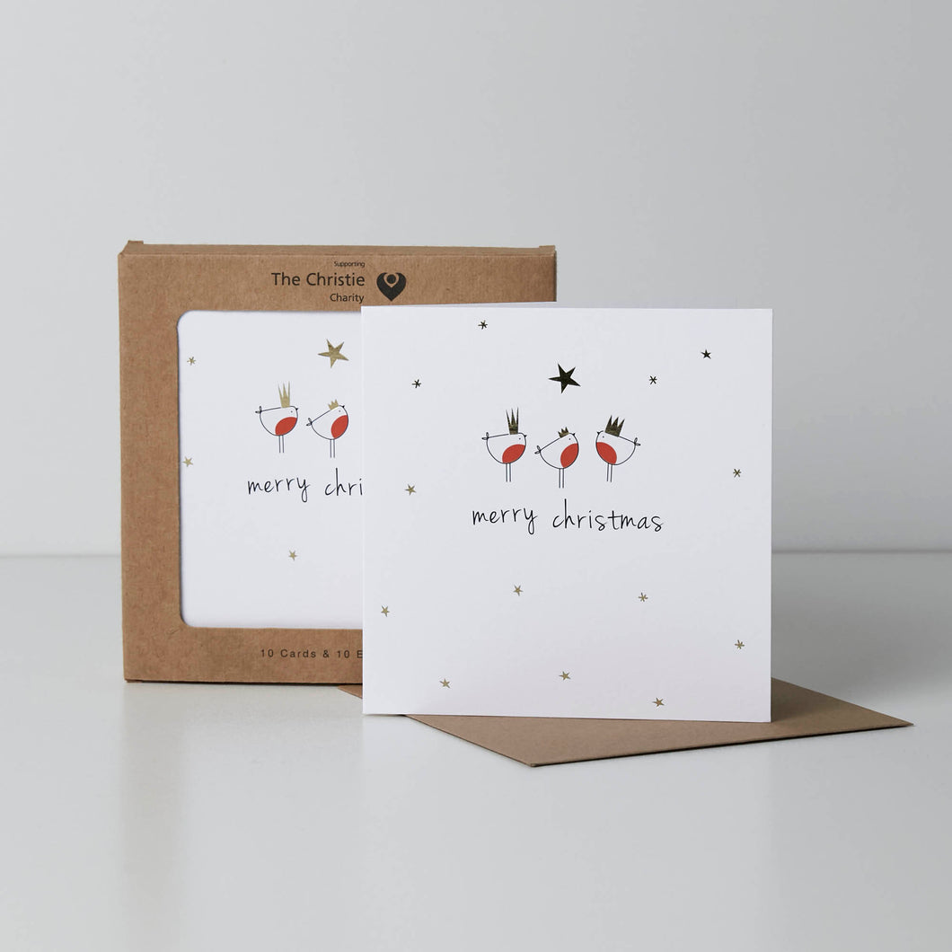 Christmas Card Pack of 10 - Three Kings Robins