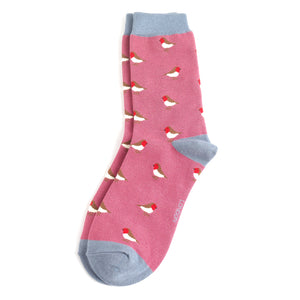 Miss Sparrow Ladies Bamboo Socks Little Robins Berry