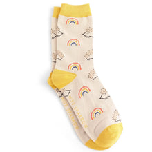 Load image into Gallery viewer, Miss Sparrow ladies bamboo socks hedgehogs and rainbows silver
