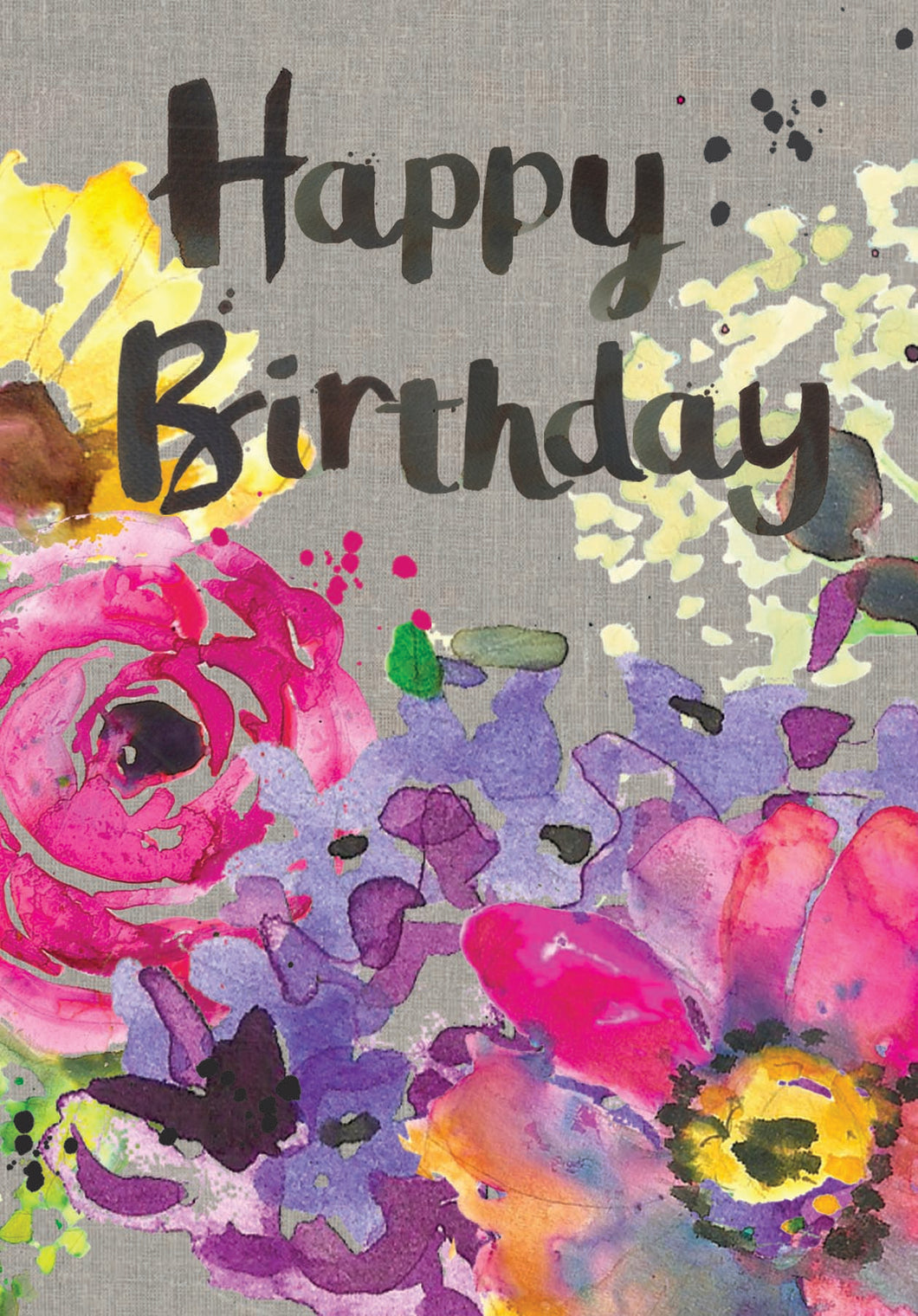 Happy Birthday Painted Flowers Card